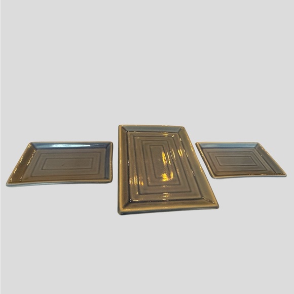 Set of 3 Blue Rectangular Versatile Plates for Serving/Candles/Decor/Display EUC - Picture 5 of 7